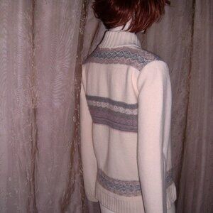 L Conte of Florence Soft Cream Full Zip Wool Blend Cardigan Sweater Italy